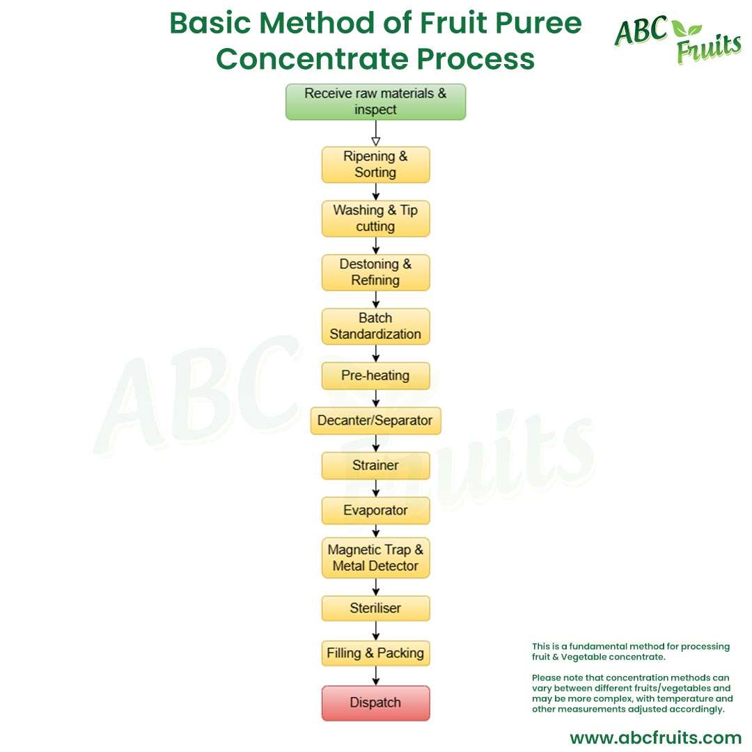 Basic Method of Fruit Puree Pulp & Vegetable Concentrate process